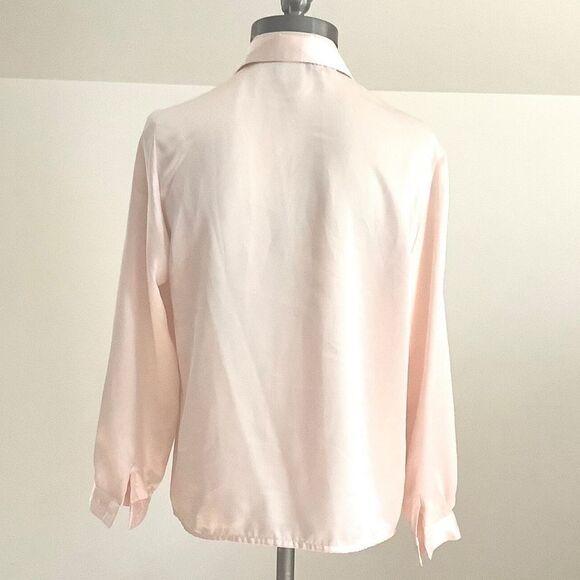 Vintage Impressions | Pink Polyester Button Down Blouse size 14 - Picture 2 of 4